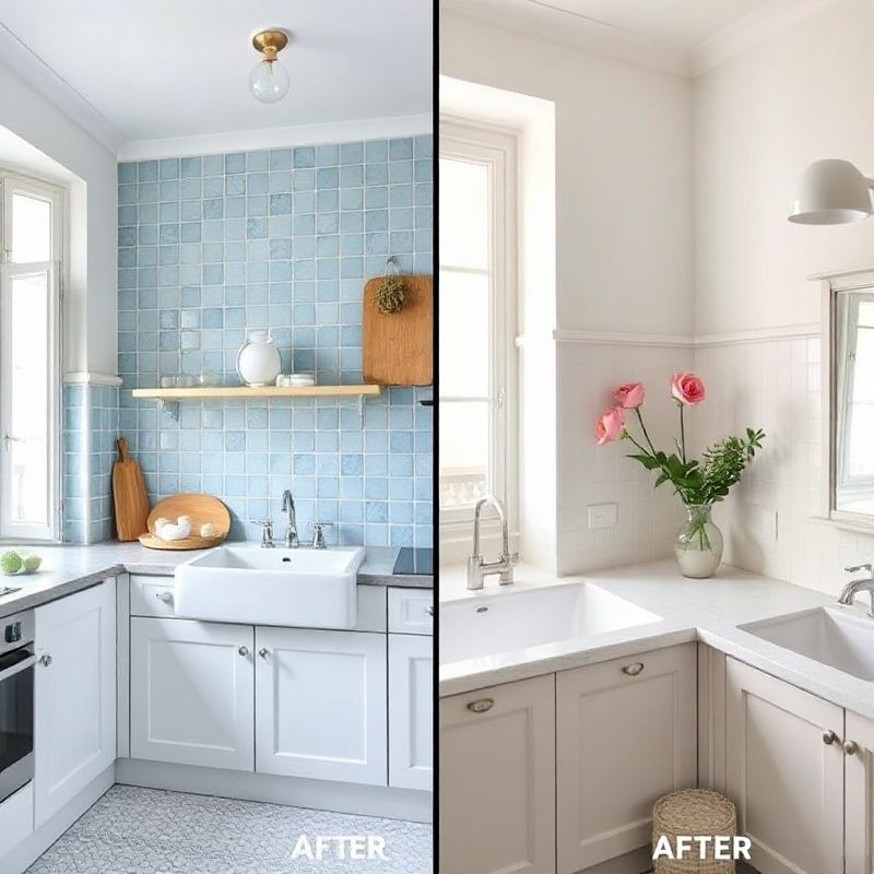 Vue croisée d'une cuisine et d'une salle de bain rénovées à Lille